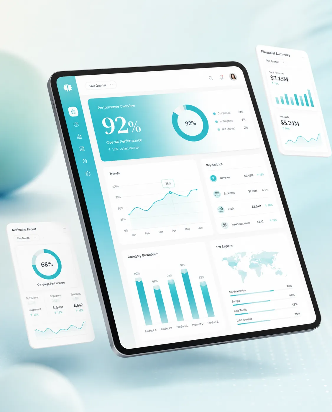 Industry report charts and data visuals for eBooks