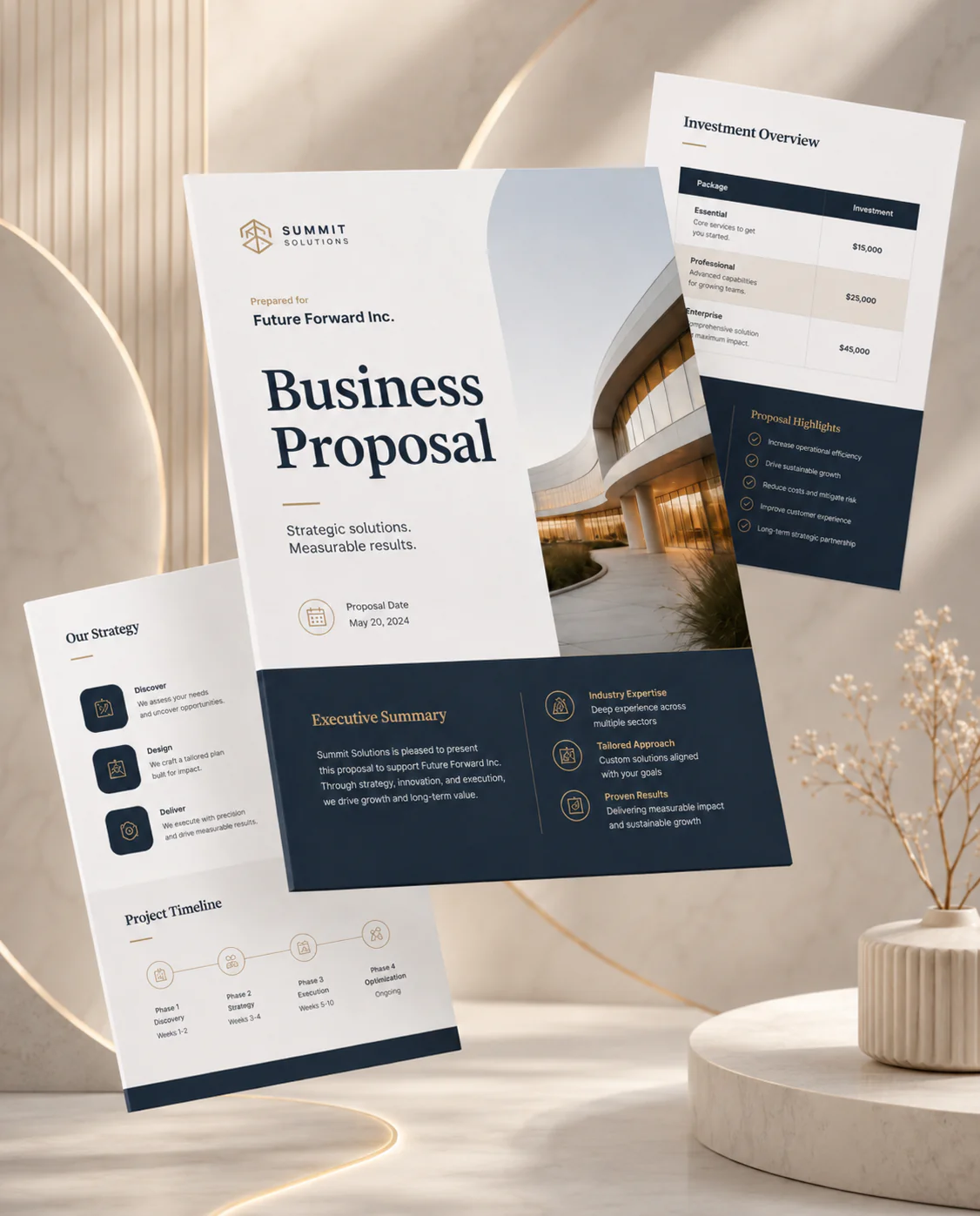 Business proposal deck design for startup fundraising